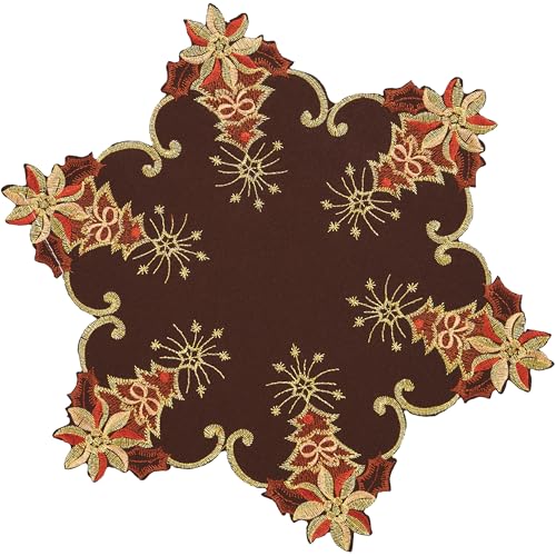 Hossner Tischdecke Weihnachten Stern Weihnachtsstern Gold Bestickt...
