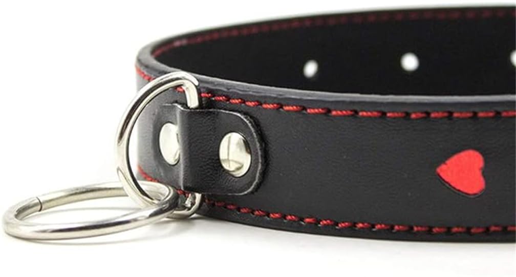 1pcs Negro de cuero ajustable Media Luna Cadena de juguete Correa