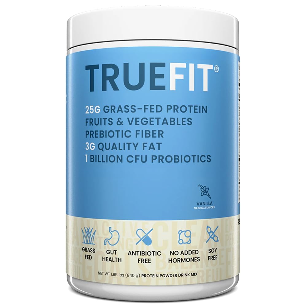 RSP NUTRITION TrueFit - Grass Fed Lean Meal Replacement Protein Shake, All Natural Whey Protein Powder with Fiber & Probiotics, Non-GMO, Gluten-Free & No Artificial Sweeteners, 2 Pounds (Vanilla)