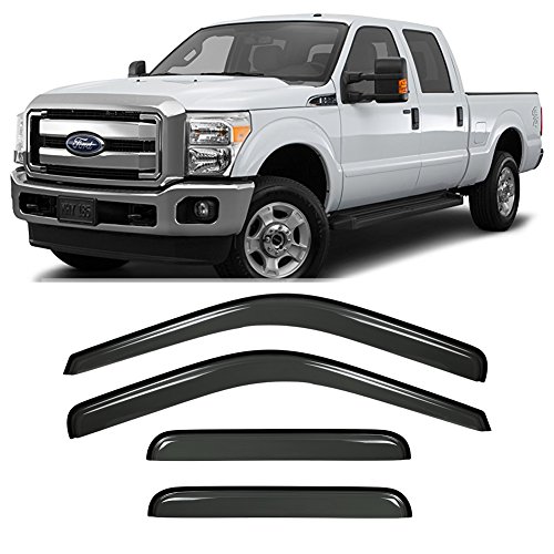 Gevog 4-Piece Side Window Deflector Original Window Visors for 1999-2016 Ford F250 F350 F450 Super Duty Supercrew (Crew Cab) Sun Rain Guard Ventvisor