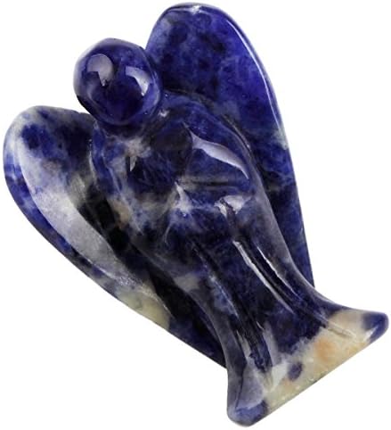 Shanxing Pocket Guardian Angel Crystal Gemstone Carved Mini Figurine Statue Ornament Decoration 1.5 inch,Sodalite