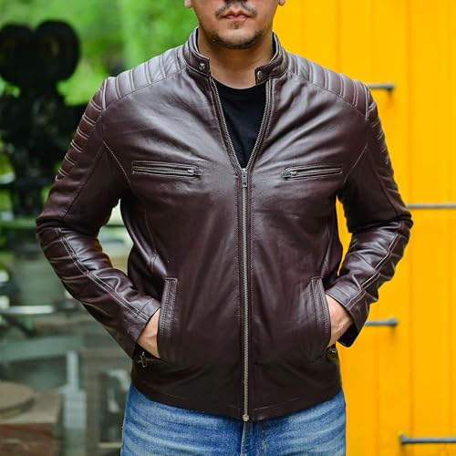 Jild Timeless Classic Leather Jacket Men - Biker Style Real Lambskin Café Racer Vintage Look Motorcycle Jackets for Men2