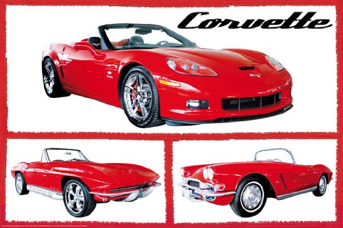 Poster Corvettes voiture de sport 91,4x61 cm pour décoration murale