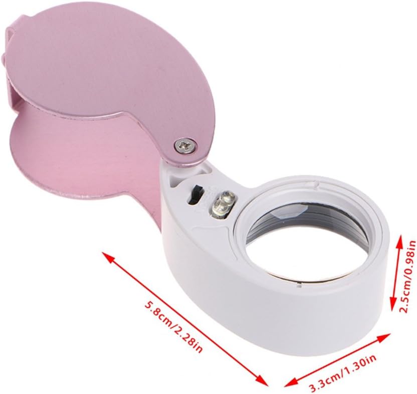 Snowmanna-40x 25mm Illuminated Eye Loupe Jewelry Magnifier Magnifying Glass Jewelry Loupe Tool with Dual Led Lighting (Pink) : Arts, Crafts & Sewing
