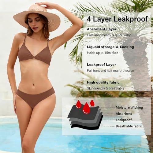 Image of SherryDC Women's Period Swimwear Bikini Bottoms-Menstrual Leakproof Swimsuit Bottoms Briefs for Teen Girl