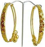 24k Thai Yellow Gold Plated Jewelry Baby New Born Anklet Bracelet Set with 2 Bells