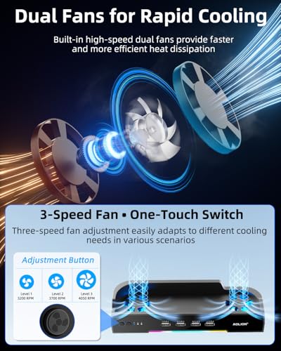 Image of Cooling Fan Docking Station for Switch 2, Dual-Fan, RGB Lighting, 4 USB | Cooling Fan for Switch 2 Dock, Wall Mountable Design Efficient Heat Dissipation, Plug & Play, Adapter Compatible