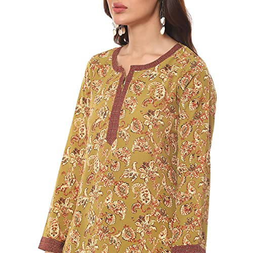 Image of BIBA Women Art Silk Regular Fit Straight Printed Kurti