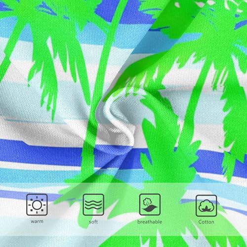 Green Palm Trees Blue Striped Little Girl Panties Toddlers Underwear Floral Cotton Fancy Briefs Girls Undies 2t3