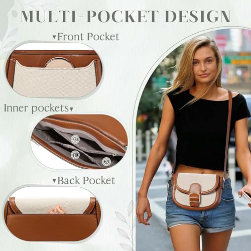 Kasqo Crossbody Bag for Women,Vegan Leather Fashion Small Shoulder Bag Ladies Handbag Saddle Purse with Adjustable Strap4