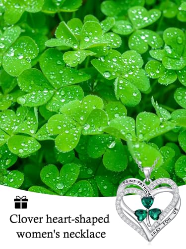 Shamrock Necklace for Women Lucky Clover Heart Celtic Cross Pendant - Image 2