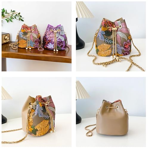 Bolso cruzado para mujer, bordado a mano, cuero miniatura 5