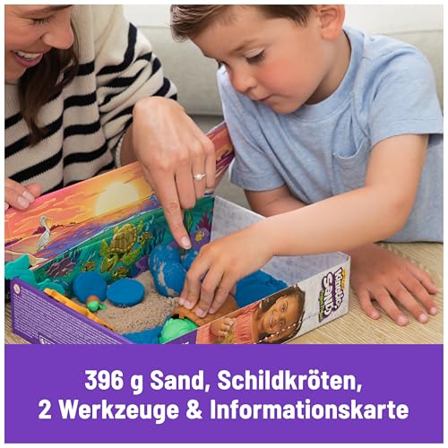 Kinetic Sand Project Planet Schildkröten Spielset - mit 396 g Sand, Schildkröten und 2 Werkzeugen aus 100% recyceltem Kunststoff, für kreatives Indoor-Sandspiel, für Kinder ab 3 Jahren
