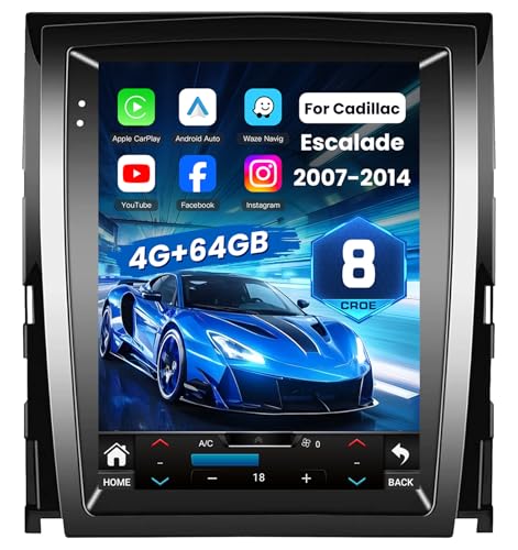 Image of [8Core 4G+64G] Car Radio for Cadillac Escalade SLS 2007-2014: 9.7 inch Touch Screen Car Stereo with CarPlay Android Auto 5GWiFi Bluetooth GPS Navigation FM AM RDS DSP SWC Backup Camera