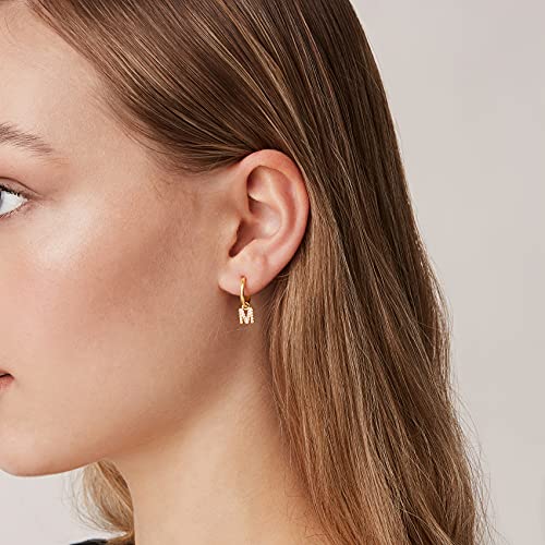 Pavoi 14K Yellow Gold Plated 925 Sterling Silver Post Huggie Earring With Initial Dangle |Cz Initial Huggie Hoop Earrings | Womens Cubic Zirconia "K" Initial Huggies #TOP3