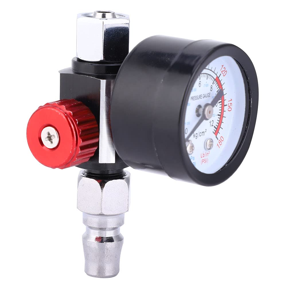 1-4 Inch Pneumatic Air Spray Gun Pressure Regulator with Glass Lens Precision Threads Mini Size Lightweight and Easy to Install for Spray Painting Workshop