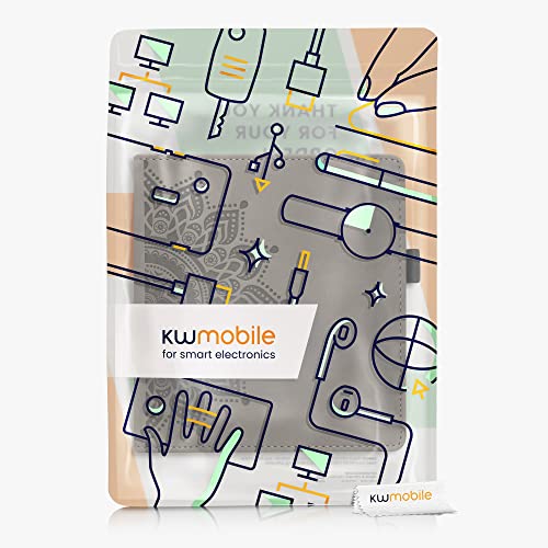 Kwmobile Case Compatible With Amazon Kindle Oasis 10. Generation - Synthetic Nubuck Leather Cover With Magnetic Closure, Kickstand, Hand Strap, Card Slot - Rising Sun Grey #TOP6