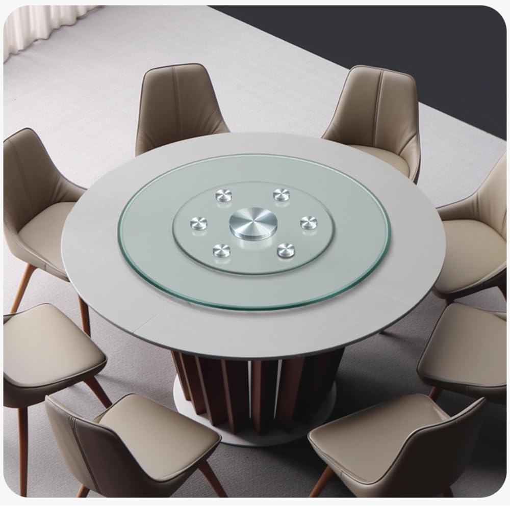 Plateau tournant Lazy Susan en verre trempé, plateau de service rotatif à 360°, plateau de service rond pour table à manger ou comptoir, 80 cm
