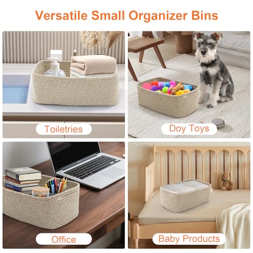 Ordn2Ordn Small Baskets for Organizing, Small Woven Storage Baskets for Shelves, 3 Pack Basket for Nursery, Bathroom and Living room, 11x7.5x4.5 in, Mixed Brown - Image 5