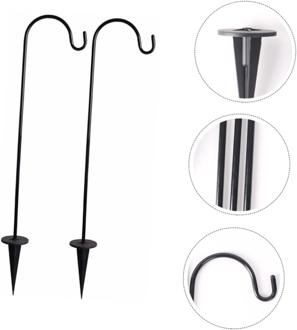 6pcs Iron Garden Hooks Multi-Functional Light Hanging Hooks for Outdoor Use Ground Inserted for Lanterns and Decor Black and Practical