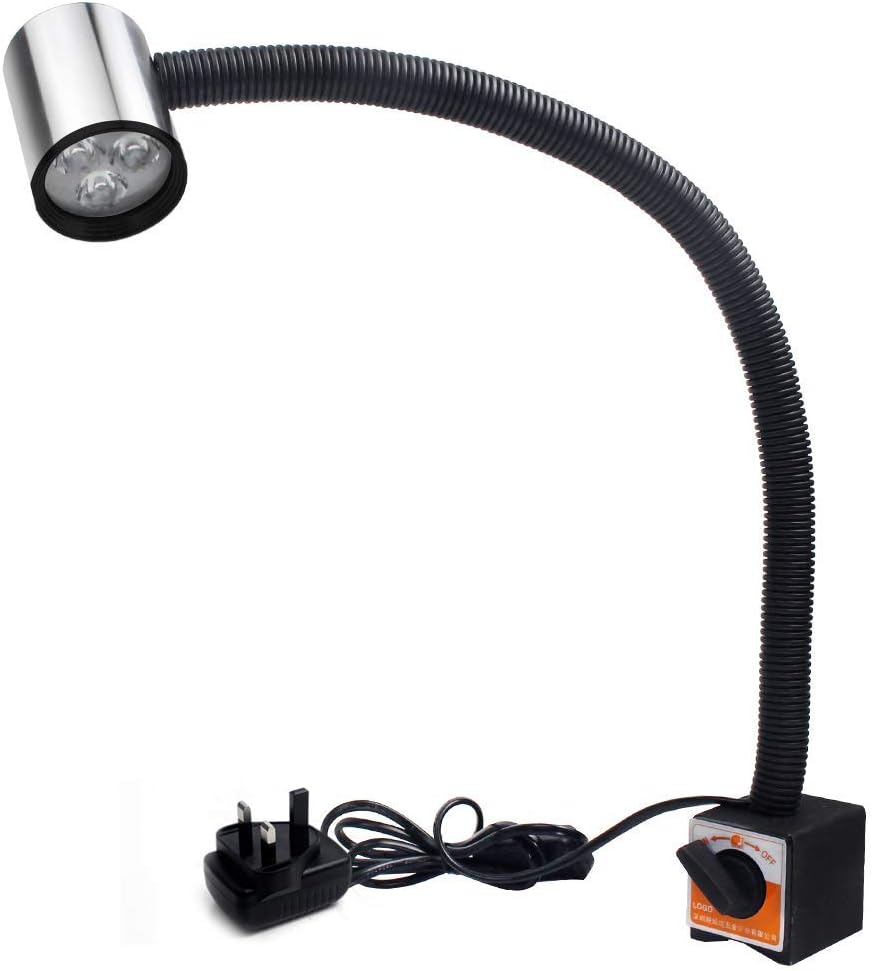 Led Waterproof Work Light 900 Lumen 220V Flexible 20 in Gooseneck Adjustable Strong Magnetic Base for All Machine Tools Workbench Sewing Machine [Energy Class A+++]
