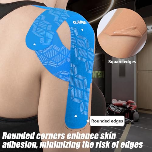 Image of Kinesiology Tape, 40 Count Precut Strips 2 Rolls Original Cotton Tape | Elastic Athletic Tape for Muscle Strain Relief & Joint Support, Latex Free Kinetic Tape, Waterproof & Breathable Sports Tape