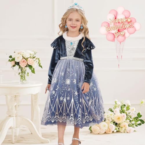 iTVTi Girls Princess Elsa Dress up Costume Snow Queen Halloween Christmas Cosplay Party Toddler Dress Blue, 2-3 Years(Label 100) by iTVTi - Used condition - US$13.65