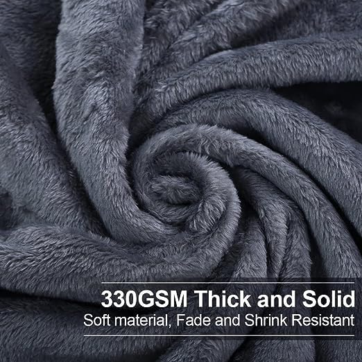 Image of Cotton Bolls Textiles Cozy Plush AC Blanket for Single Bed, Lightweight All Season Blanket, Ultra Soft Blanket for AC Room, Mild Winter, Can Be Used as Bedsheet in Winter, 90x90 Inches, Dark Grey