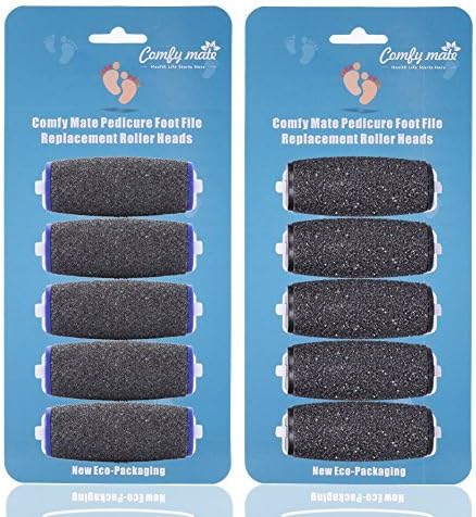 5 Extra Coarse & 5 Regular Coarse Replacement Roller Refill Heads Compatible with Amope Pedi Electronic Pefect Foot File -10 Pack
