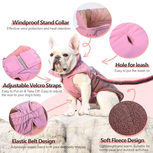 Dog-Coat-Reversible-Dual-Waterproof-Dog-Jacket-Reflective-Dog-Winter-CoatWarm-Dog-Cold-Weather-Coats-Snow-Jacket-VestDog-Clothes-with-Adjustable-Strap-for-Small-Medium-Large-Dogs-PinkL Dog Coat Reversible Dual Waterproof Dog Jacket Reflective Dog Winter CoatWarm Dog Cold Weather Coats Snow Jacket VestDog Clothes with Adjustable Strap for Small Medium Large Dogs PinkL