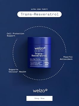 Welzo Trans-Resveratrol 1000mg Per Serving – 60 Vegetarian Capsules | High-Strength Antioxidant for Anti-Ageing, Cellular Purity & Longevity | 98% Standardised Japanese Knotweed | Third-Party Tested