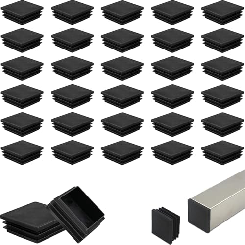 Image of 30 Pack Tubing Plug, 1.5Inch Square Plastic Plug Insert, Square End Caps for Metal Tube, Chair Legs, Fence