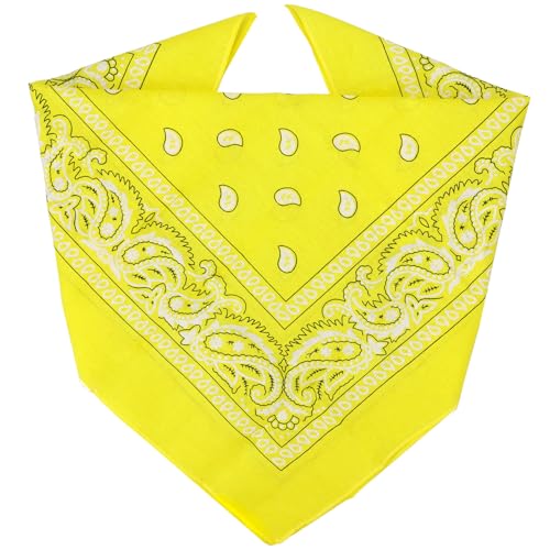 ZENO Gelb Bandana – 100% Baumwolle & Natürliche Fasern – Gelb Halstuch Ohne Polyester – Hochwertig, Weich, Langlebig & Waschmaschinenfest – Bandana Herren & Damen –...
