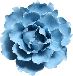 Insiswiner Ceramic Wall Flowers 3D Art Wall Hanging Home Decor Blue Peony 4.7