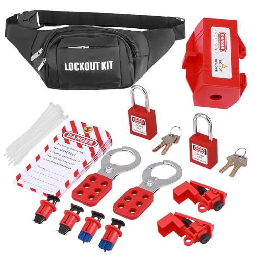 Lockout Tagout Kit for Electricians - Circuit Breaker Lock Set Safety Padlock for Industrial Power