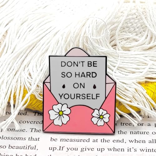 Image of Don't Be So Hard On Yourself Pin - Fun Series | Premium Enamel Pin - Statement Lapel Pin - Plated Badge for Clothing, Bags, Hats, Jackets, and Lanyards