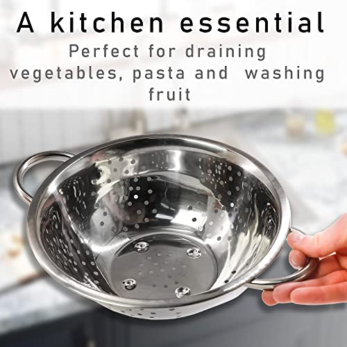 Stainless Steel Deep Colander 28cm (11"), Wide Twin Round Handles, Vegetables, Fruits, Kitchen Accessories - Image 4