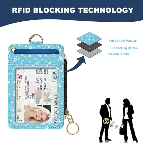 Slim Wallet Credit Card Holder, Sea Turtles, RFID Wallet Women Cute Small Front Pocket Wallet With Zipper, PU Leather Thin travel RFID Blocking Card Case ID Window,Ladies Gifts4