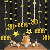 Eucutur Gold 30th Birthday Decorations for Him Her, Pre-Strung Glitter Twinkle Number 30 Years Old Vintage 1995 Hanging Streamer Banner Party Supplies, Cheers 30th Birthday Anniversary Decor