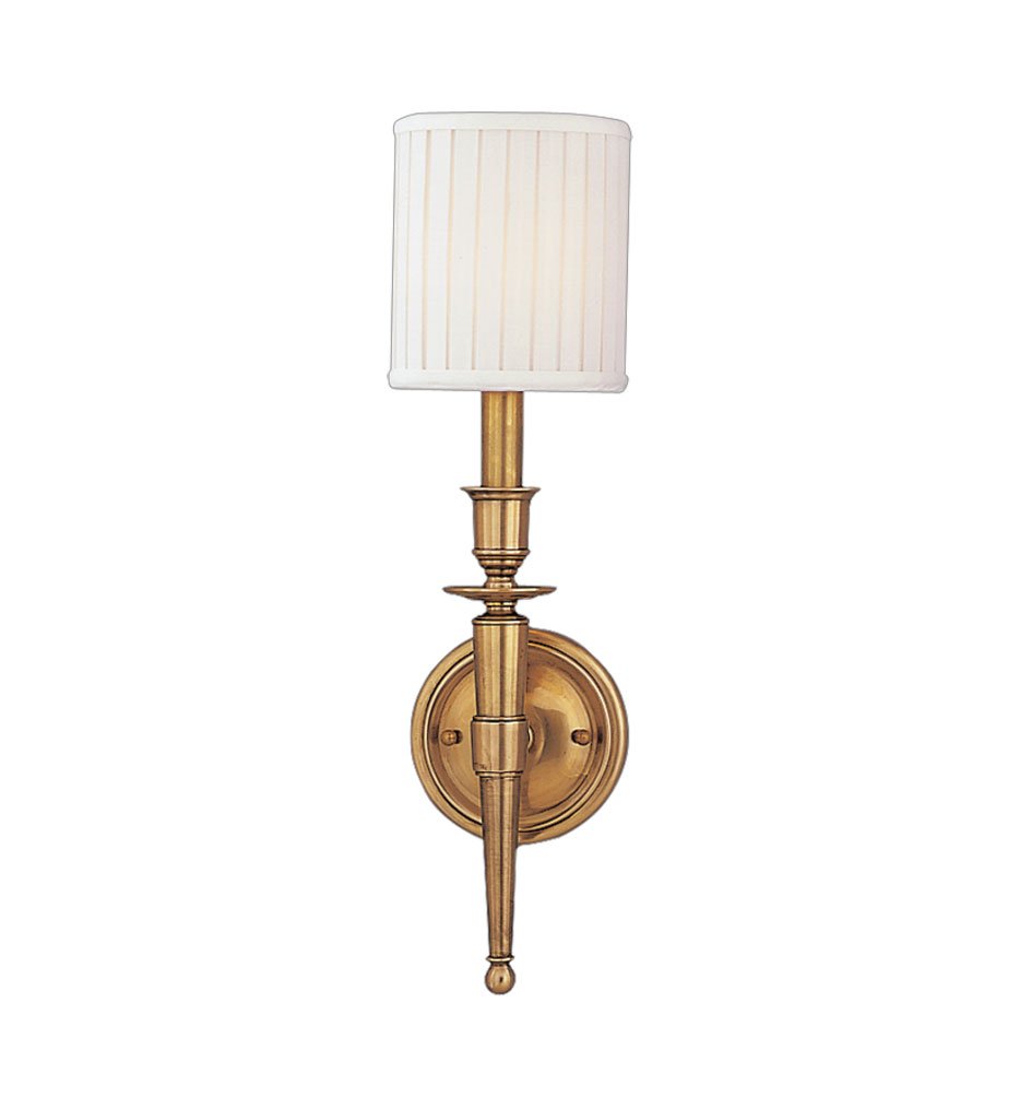 ( similar incomplete box )Hudson Valley Lighting 4901-AGB Abington - One Light Wall Sconce - 4.75 Inches Wide by 18 Inches High, Finish Color: Aged Brass