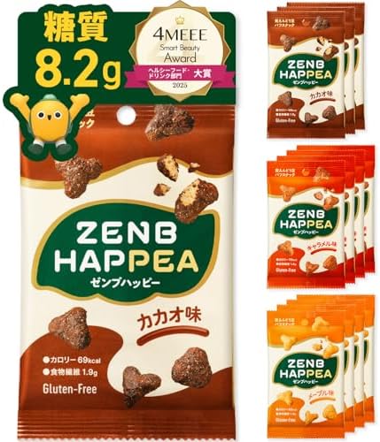 （16:00時点） 【低糖質 お菓子】ZENB ゼンブ ハッピー 豆パフスナック 3種12袋 (カカオ・キャラメル・メープル) ゼンブハッピー [ グルテンフリー 白 砂糖不使用 ダイエット 中の おやつ 間食 小腹満たし 食物繊維 鉄分 たんぱく質 ポリフェノール ]