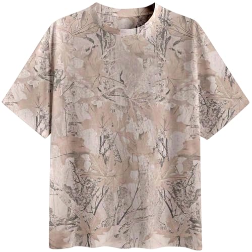 Image of Womens Camo Shirt Oversized Maple Leaf Short Sleeve T Shirts Tops