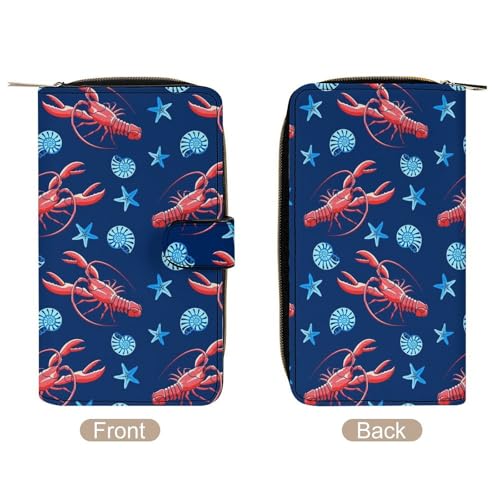 Crayfish Lobster Crawfish PU Leather Wallet Long Zipper Purse Card Holder Organizer Clutch Handbag Money Clip Wallet3