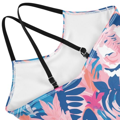 KLL Tigers Print Hawaiian Girls' 1 Piece Swim Suit Summer Swimwear with Adjustable Straps Quick-Dry4