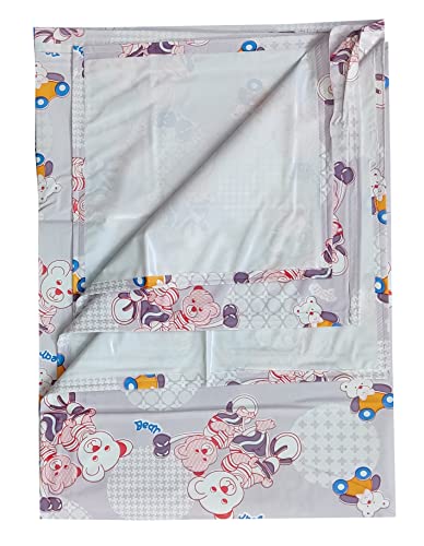Image of Baby Plastic Sheet,PVC Sheet for Kids,Rubber Sheet for Babies,Bed Wetting Protector(90 x 135 cm) (Purple Bear)