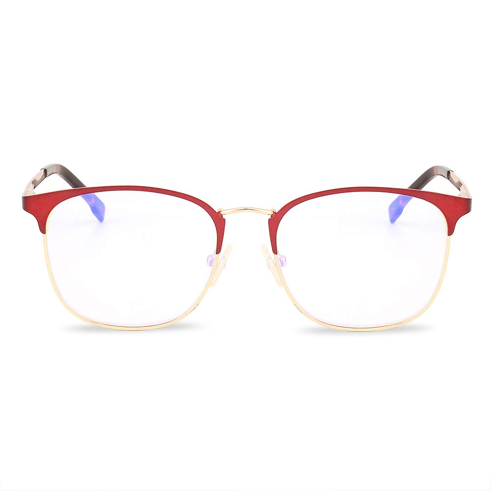 GudzwsReading Glasses Anti Blue Light TR Metal Half Frame Spring Hinges Women