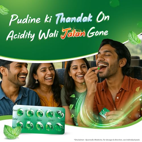 Image of Dabur Pudin Hara Pearls - 10 Pearls x 2 Strips | Ayurvedic Remedy for Gas, Indigestion & Stomach Ache | Fast Cooling Relief | 100% Natural & Safe Digestive Capsules