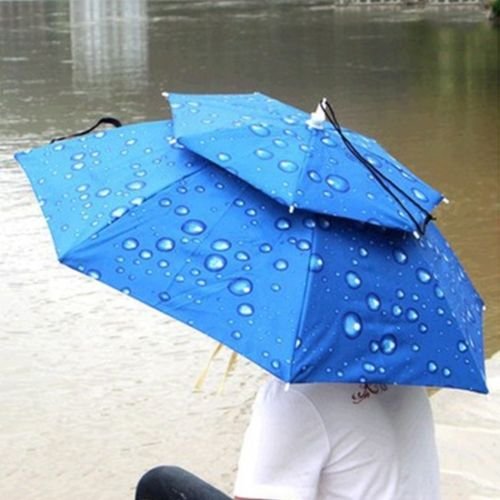 Hotour Windproof Sun Rain Double Umbrella Hat Fishing Outdoor Shade Camping Headwear