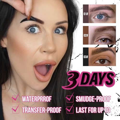 Peel Off Tattoo Brow Gel, Gel Tinte para Cejas Semi-Permanente, Kit con Plantilla y Pincel, Cejas Naturales Peel Off (01#, 2pcs) - imagen 2