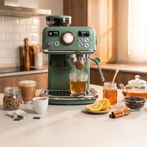 Cecotec Machine à Café Expresso Manuelle Power Espresso 20 Tradizionale Grind. 1500 W, Moulin 20 Niveaux, 20 Bars, PID, Thermoblock, Steamer, Cold Brew, Café Fraîchement Moulu avec Crème Parfaite